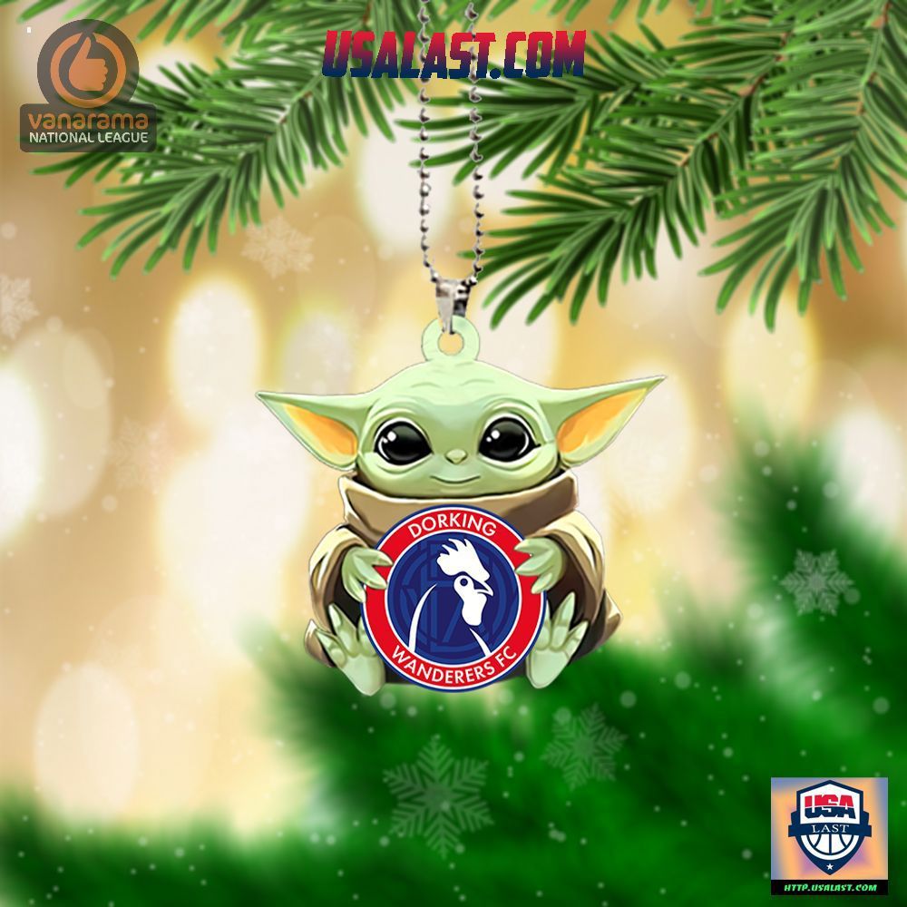 Baby Yoda Hugs Dorking Wanderers FC Hanging Ornament
