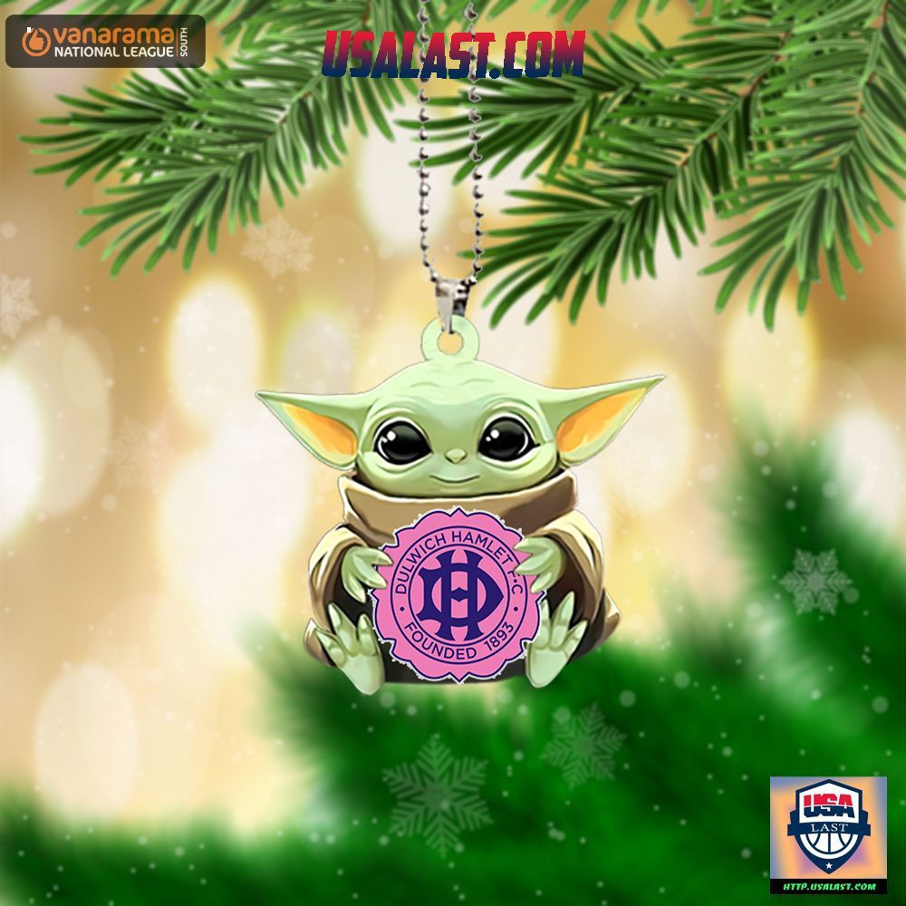 Baby Yoda Ornament in Luxe Pink and Green