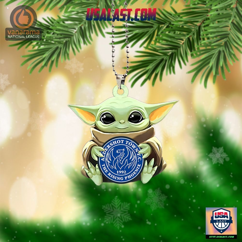 Baby Yoda Ornament with Aldershot Town FC Medallion - Modern and Exclusive
