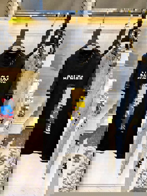 Balenciaga Bart Simpson T-Shirt and Minimalist Style Black Sweater