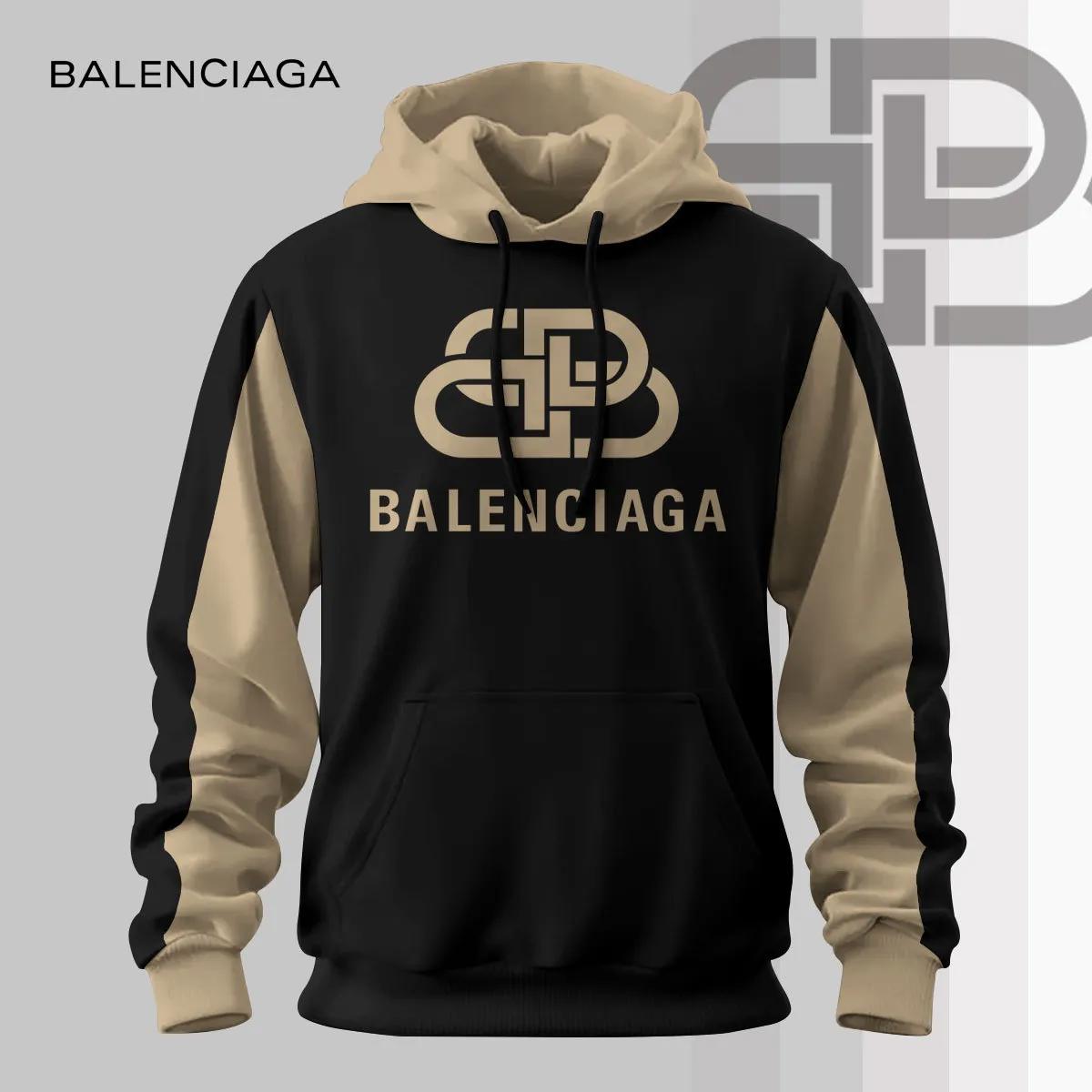 Balenciaga Black and Beige Hoodie Statement Piece