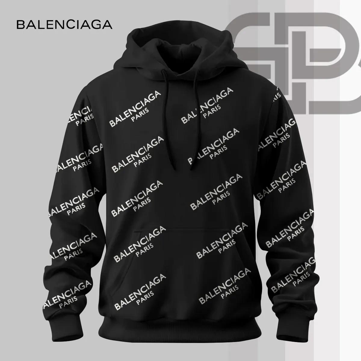 Balenciaga Black Logo Hoodie Minimalist Street Style