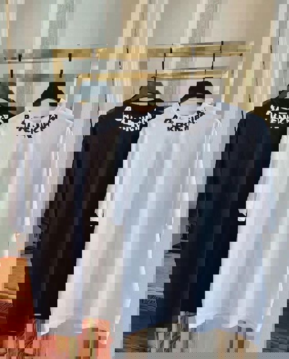 Balenciaga Bold Statement Black + White Short-Sleeve Sweater