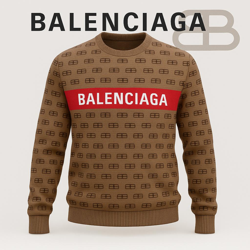 Balenciaga Brown Texture Sweater Statement Style