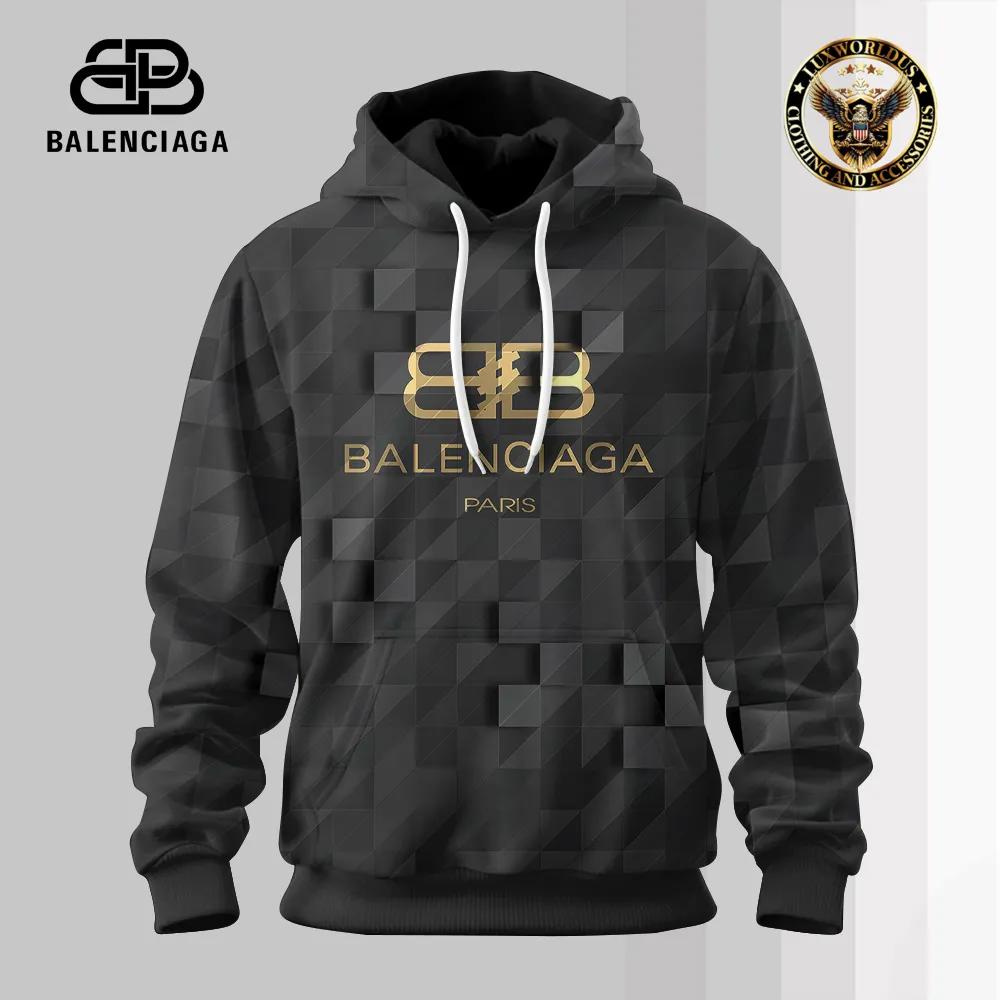Balenciaga Chic Hoodie with Gold BB Logo Print