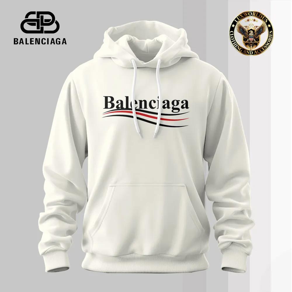 Balenciaga Iconic Hoodie White and Bold Brand Logo Sweater