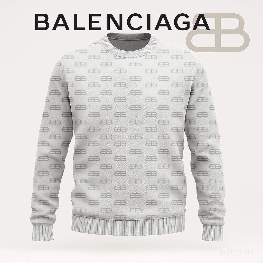 Balenciaga Luxury Statement Sweater with Bold Monogram Pattern and Minimalist Style