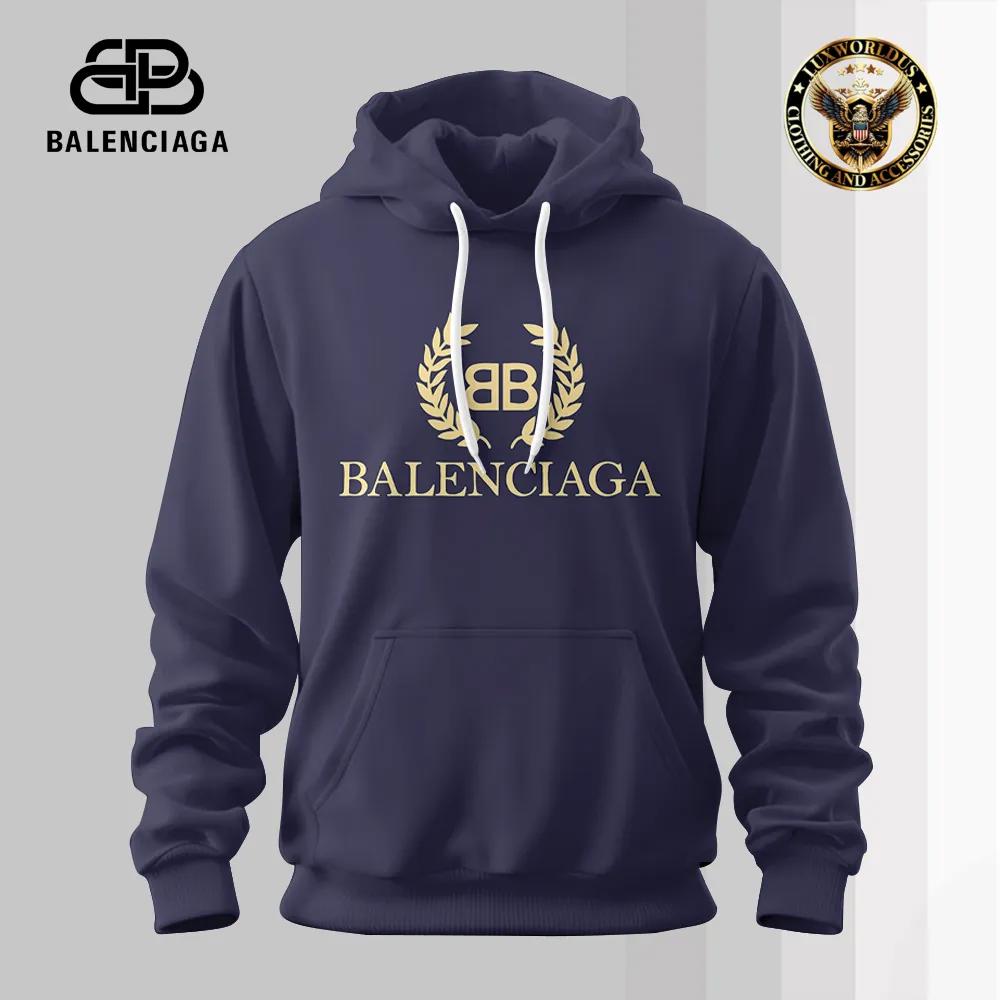 Balenciaga Navy Gold Logo Hoodie