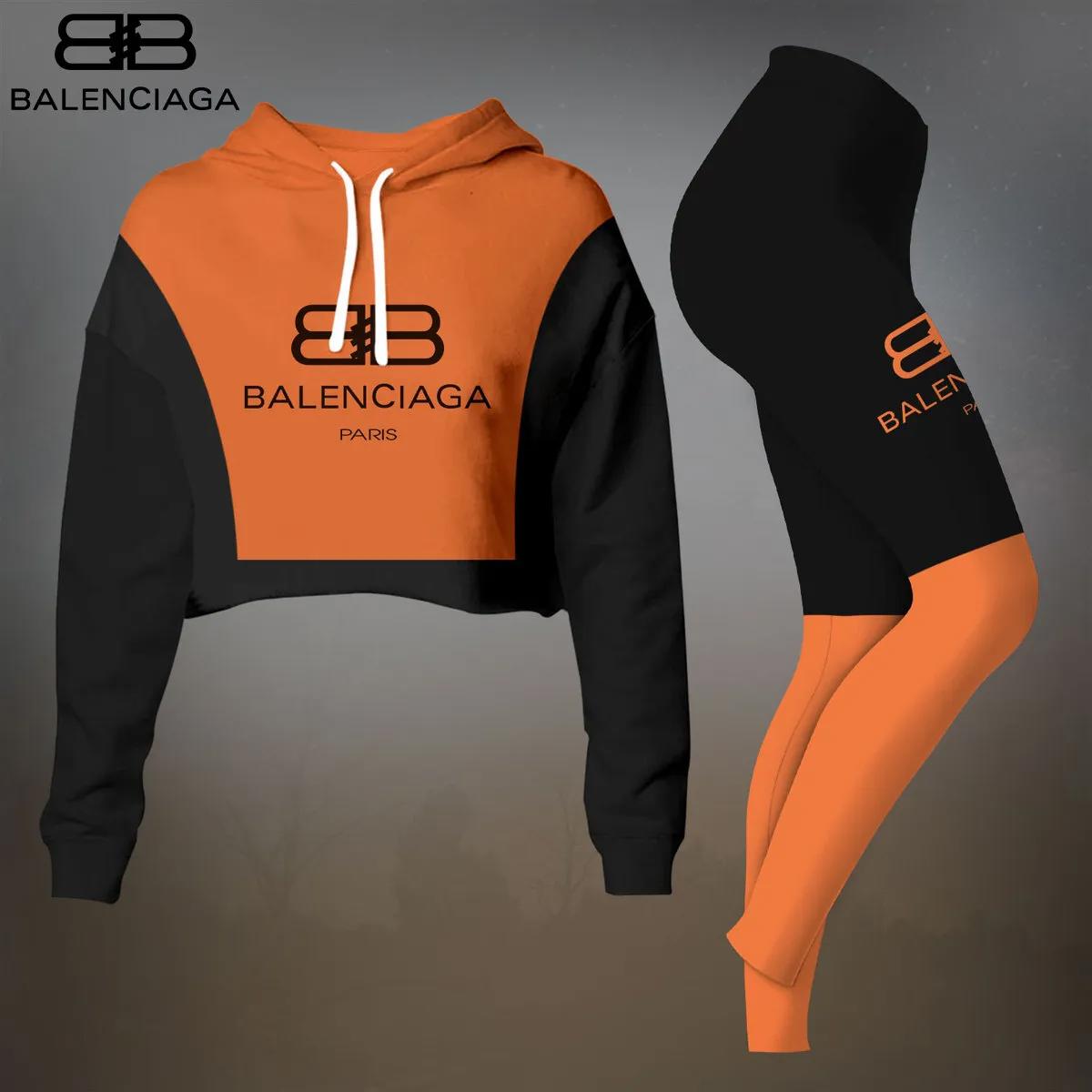 Balenciaga Orange & Black Contrast Sweatsuit Set