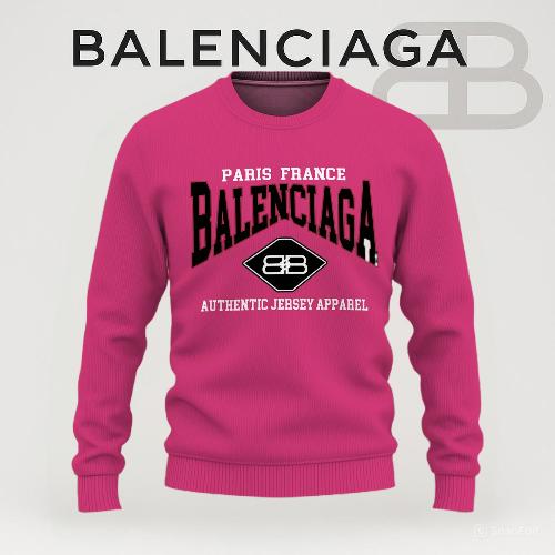 Balenciaga Pink Jersey Sweater with Bold Text Print and Classic Fit