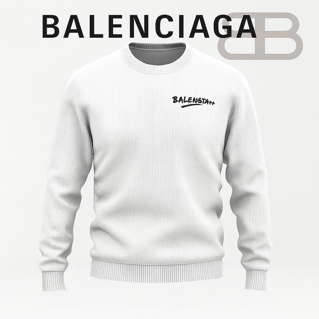 Balenciaga Premium Ribbed Sweater with Statement Logo and Chic Style