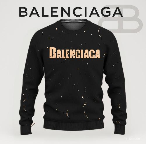 Balenciaga Statement Sweater Black Speckled Texture