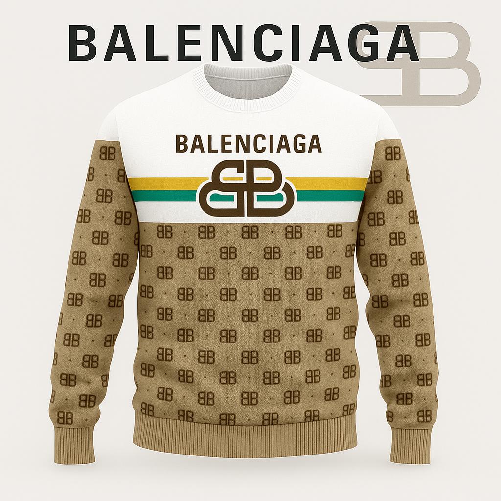 Balenciaga Statement Sweater with Bold BB Pattern