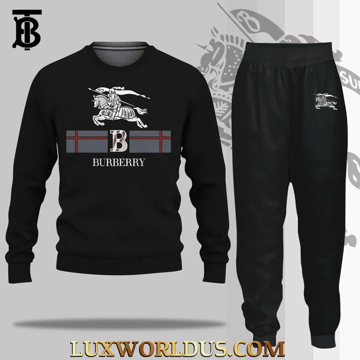 Burberry Black Iconic Sweater and Jogger Set