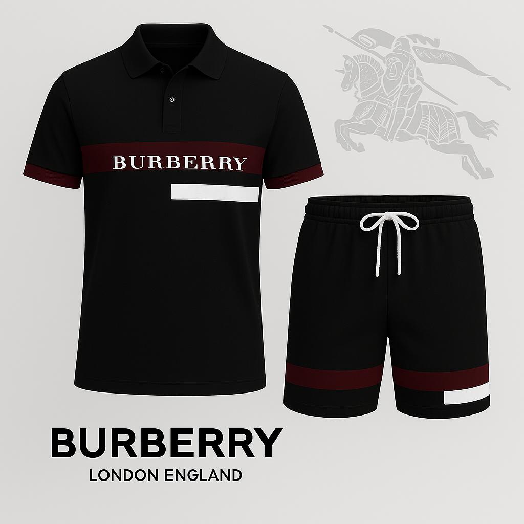 Burberry Black Poloshirt & Shorts Ensemble