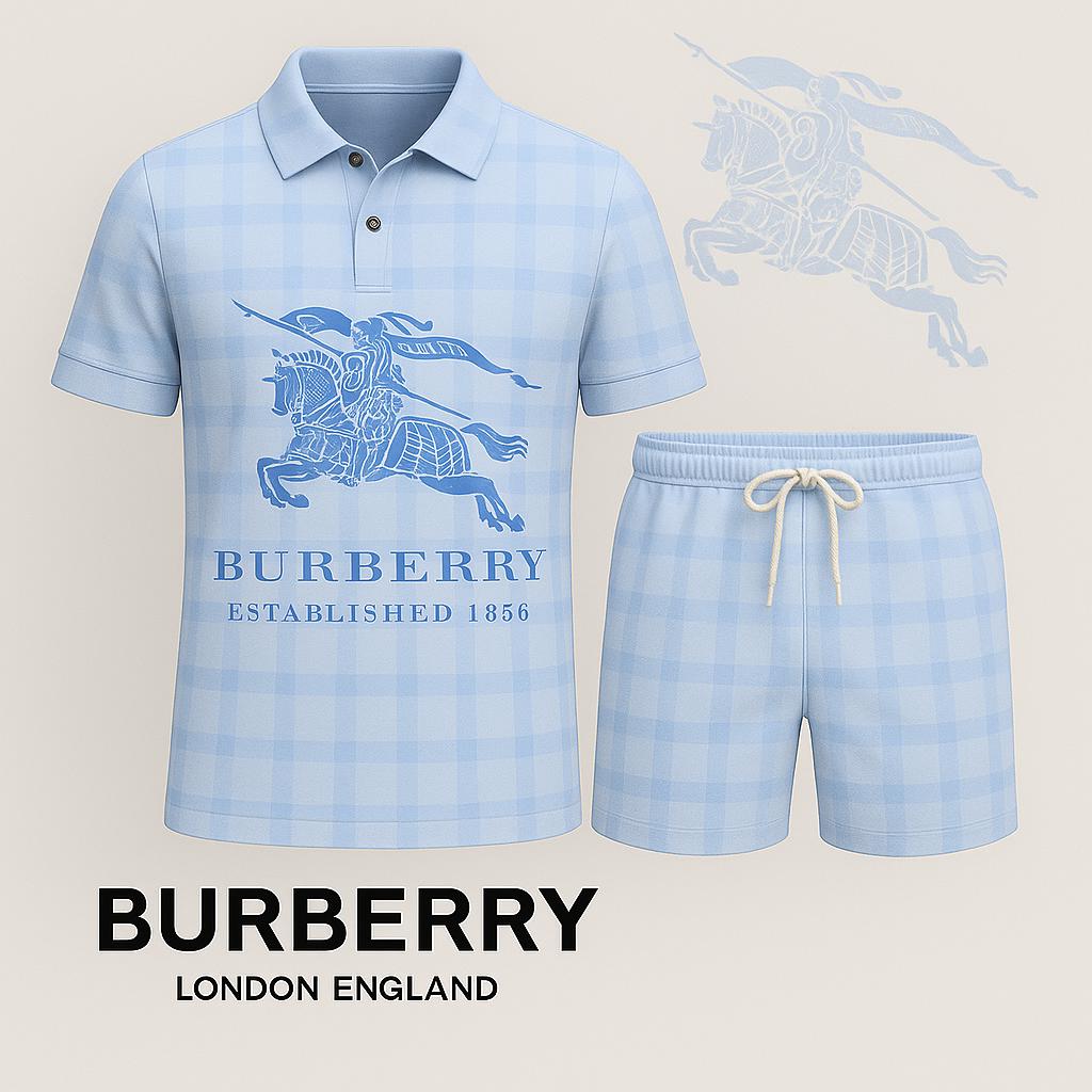 Burberry Blue Check Polo Short – Iconic Style