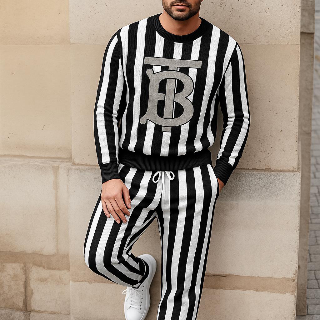 Burberry Bold Striped Sweater And Pants Set
