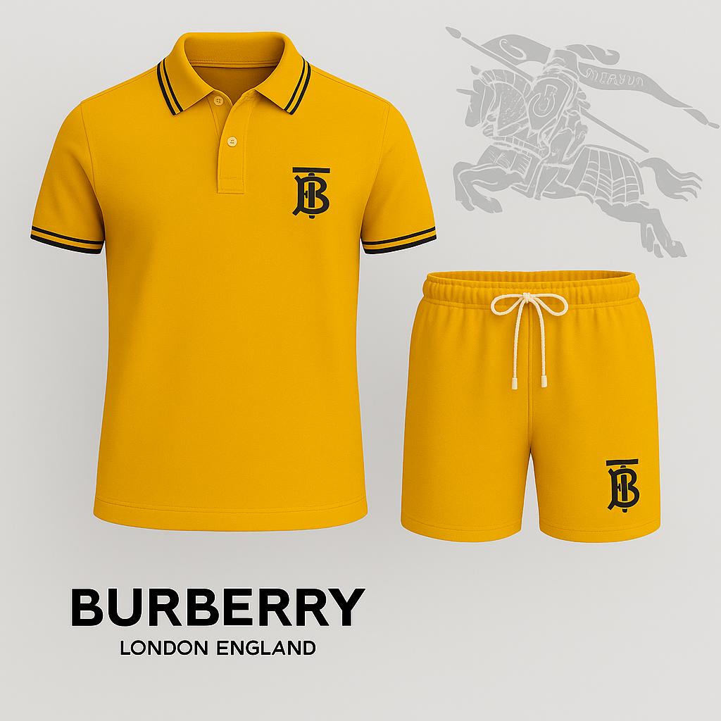 Burberry Bold Yellow Polo Short Set
