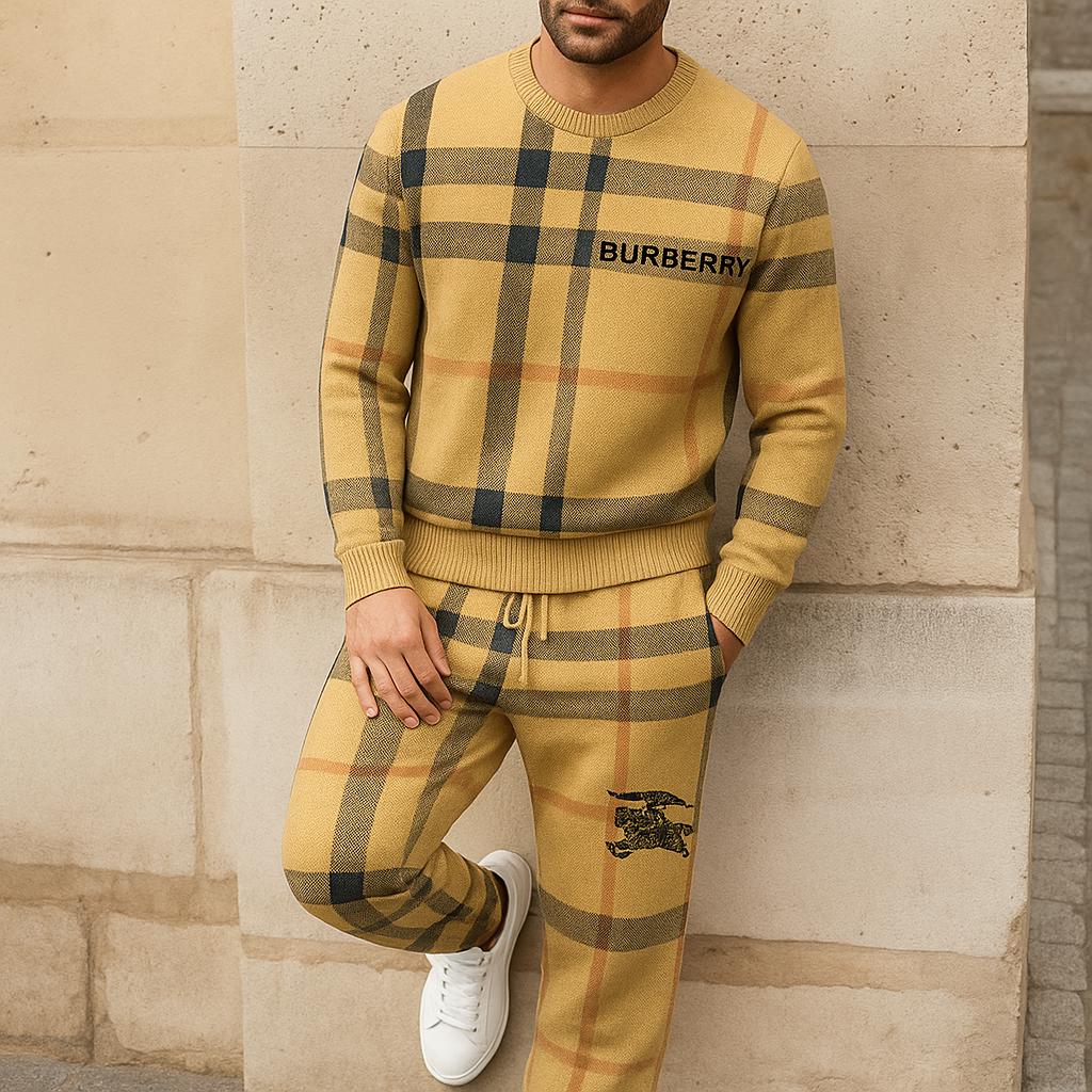 Burberry Checkered Sweater And Pants Set | Iconic Luxury
