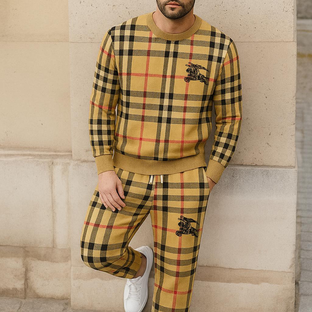 Burberry Checkered Sweater And Pants Set | Premium Wool Blend Comfortable Loungewear