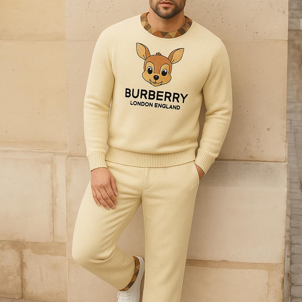 Burberry Iconic Beige Sweater And Pants Set