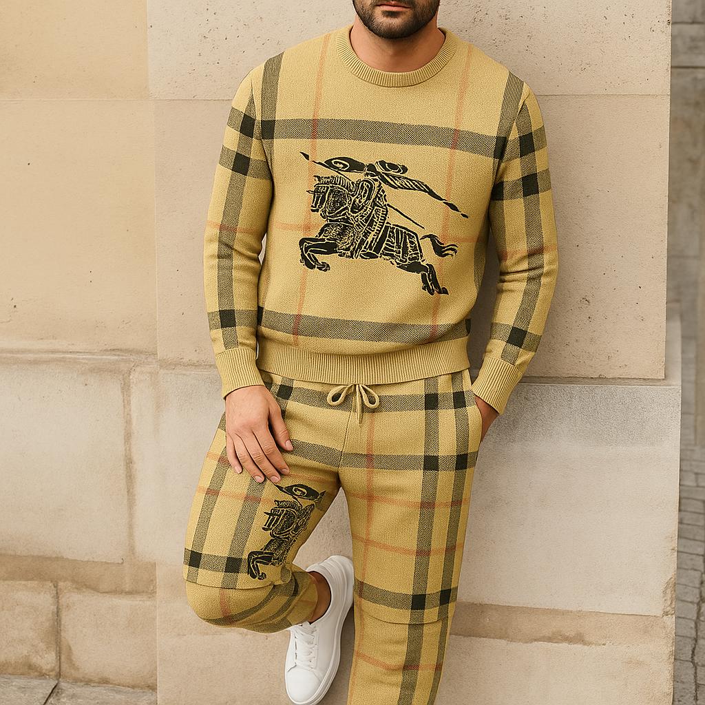 Burberry Iconic Checkered Sweater And Pants Set