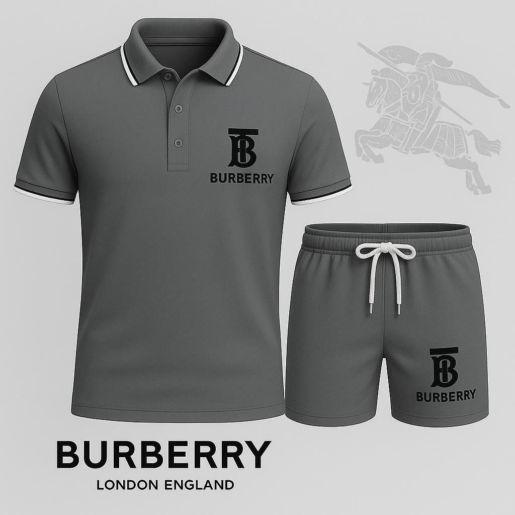 Burberry Iconic Grey Polo Short Set