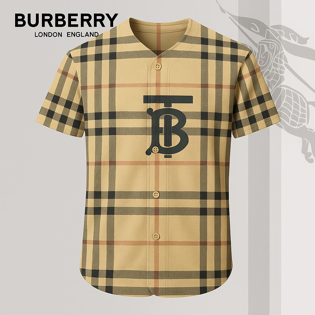 Burberry Iconic Plaid Baseball Jersey with Bold TB Logo