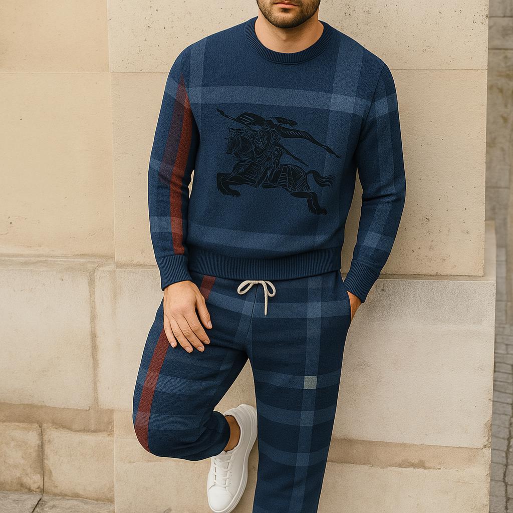Burberry Iconic Plaid Sweater and Pants Set - Modern Edgy Statement Wear