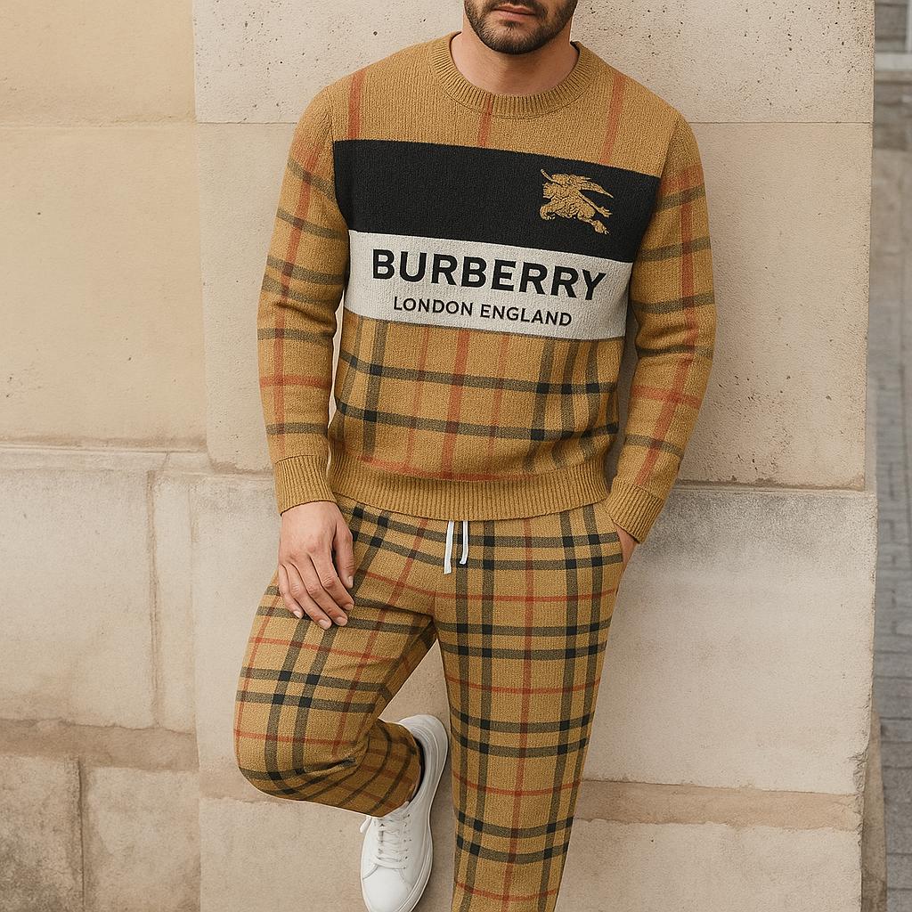 Burberry Iconic Plaid Sweater And Pants Set - Premium Wool Blend