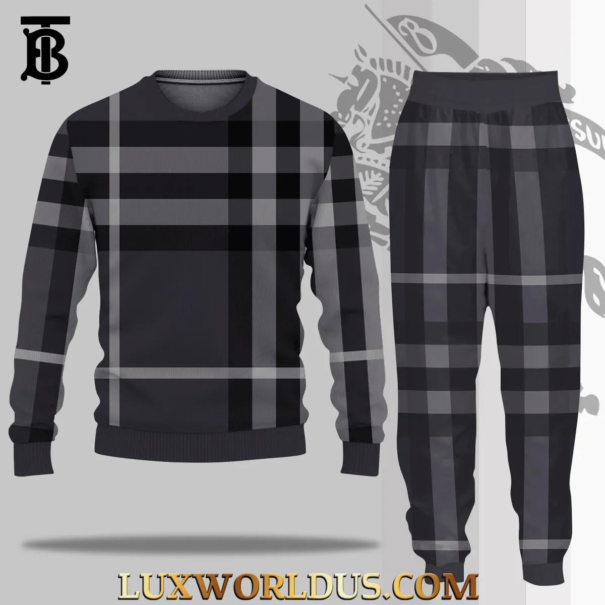 Burberry Iconic Plaid Sweater & Jogger Set