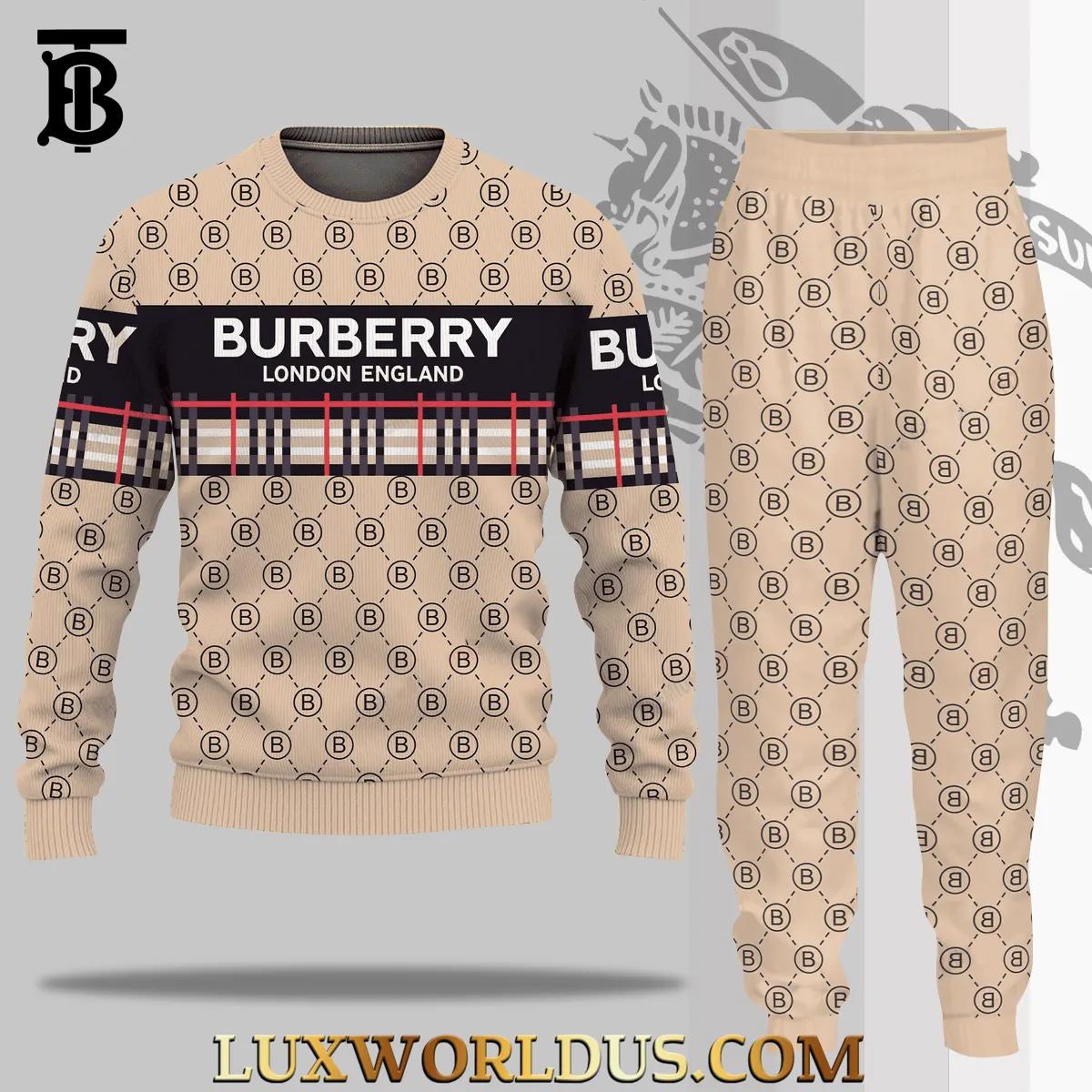 Burberry Iconic Sweater and Jogger Set in Beige