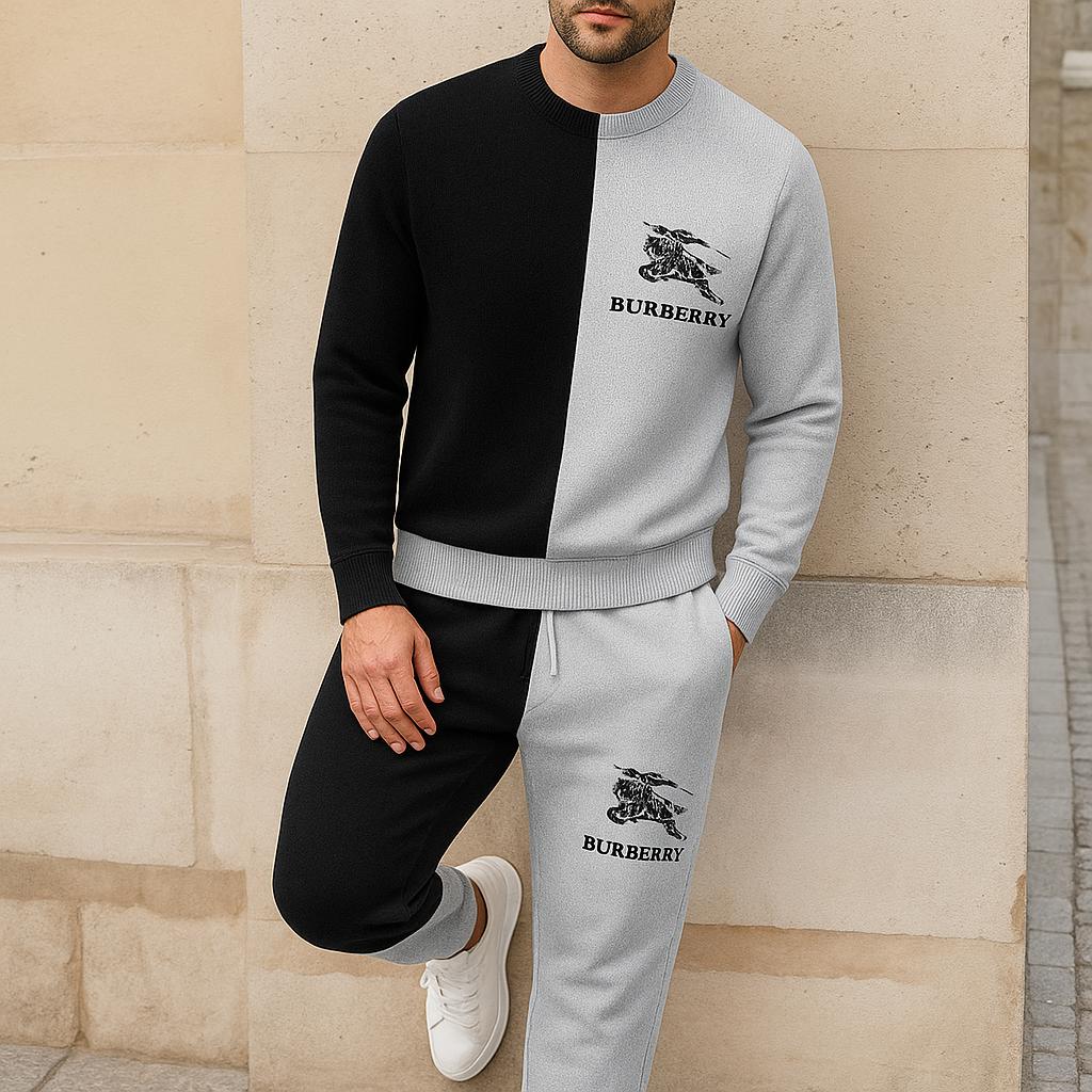 Burberry Iconic Sweater And Pants Set Black and Gray Premium Knitwear