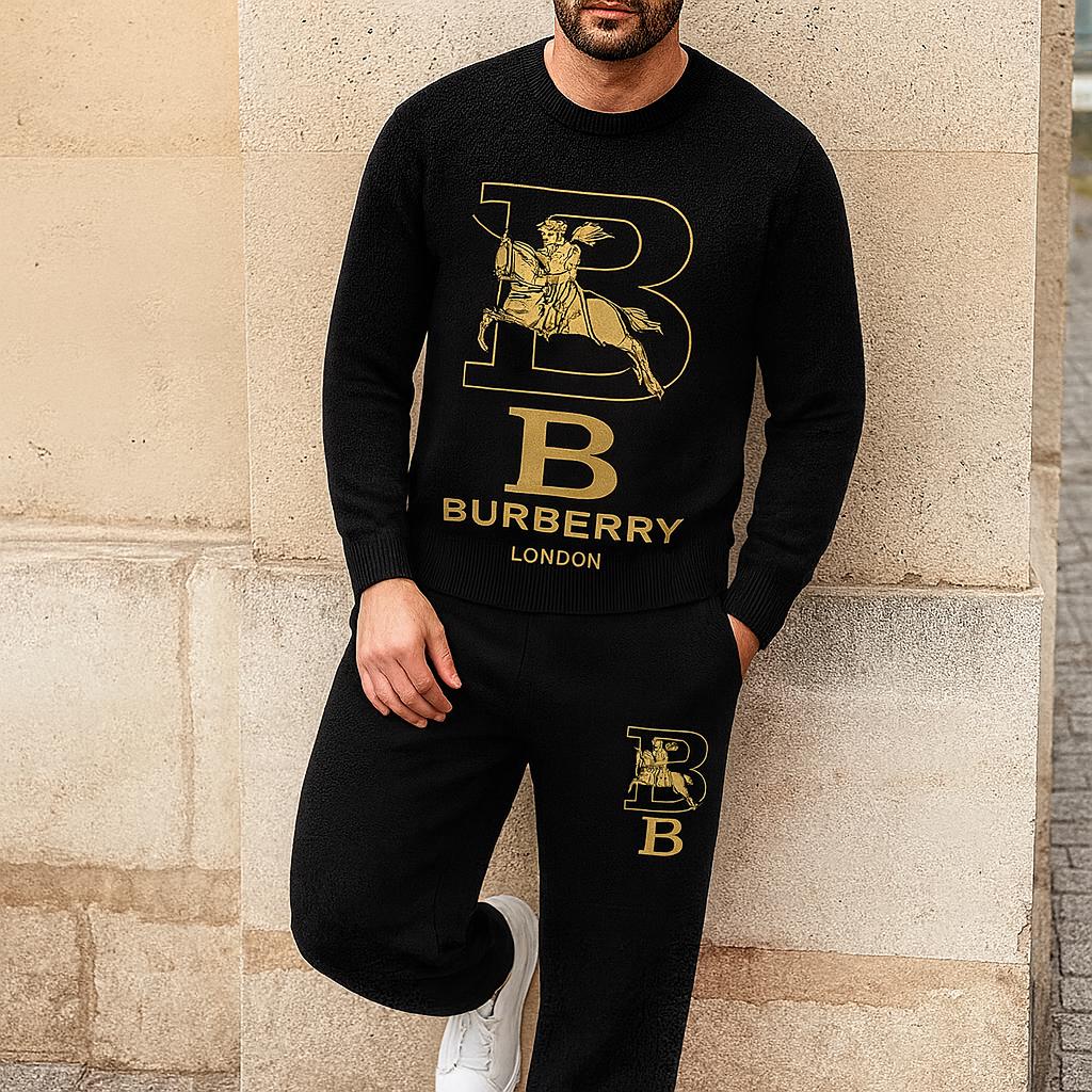 Burberry London Black and Gold Sweater And Pants Set | Chic Equestrian Style