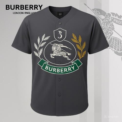 Burberry London England Baseball Jersey with Vintage Knight Print and Bold Green Trim