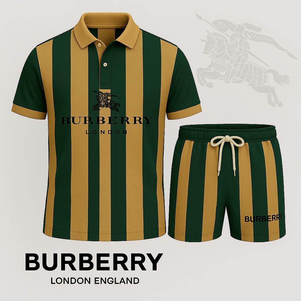 Burberry London England Striped Polo Short & Shorts Set