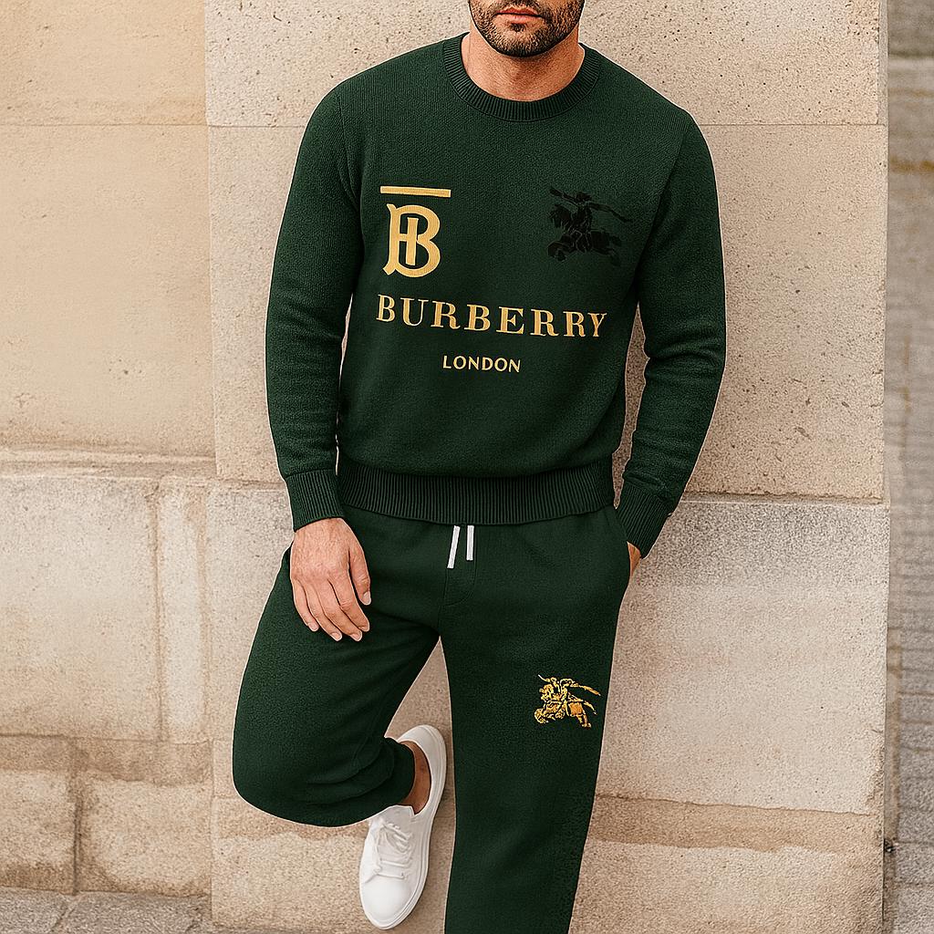 Burberry London Green Sweater And Pants Set | Premium Luxury Statement Piece
