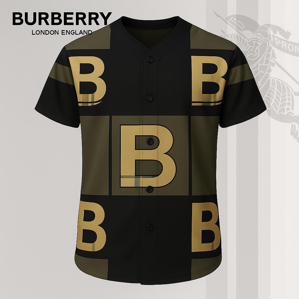 Burberry Luxe Baseball Jersey Black & Gold Bold Design