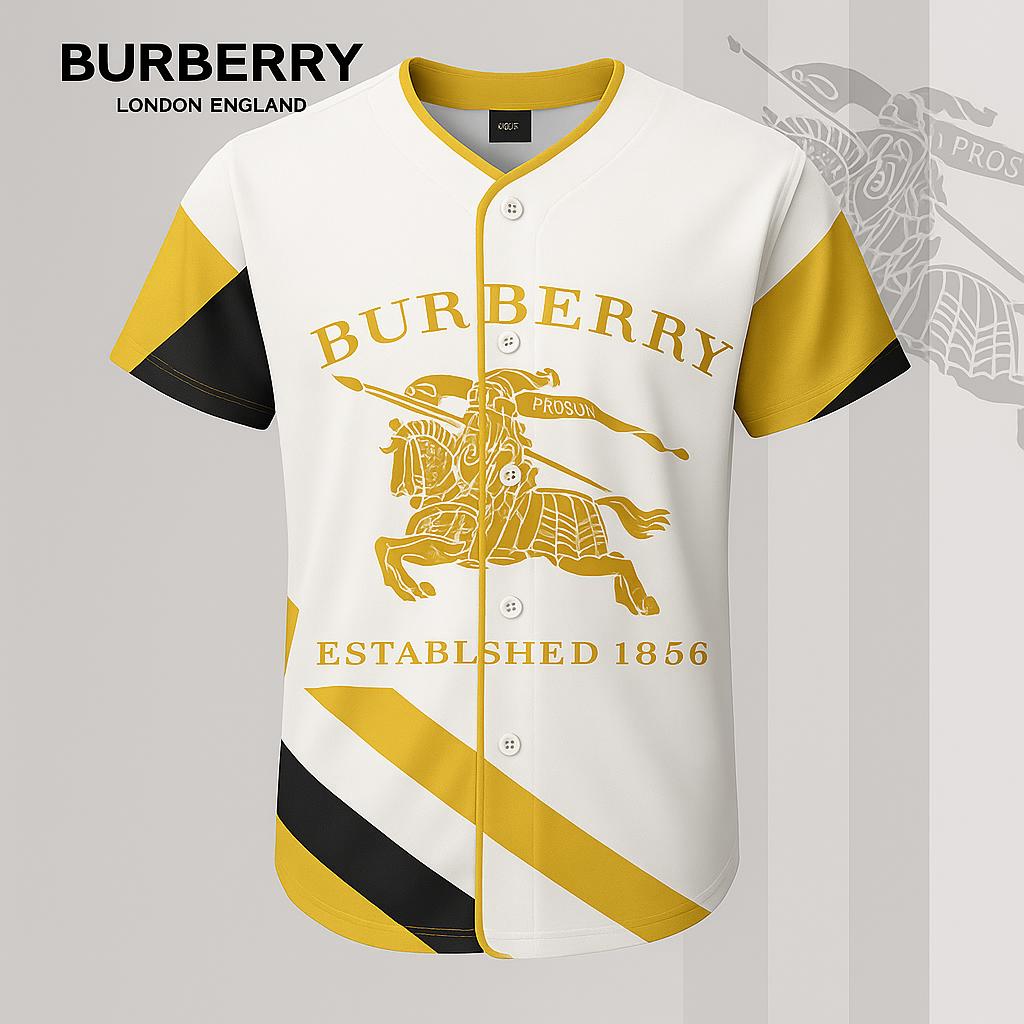 Burberry Luxe Baseball Jersey Gold and Black Stripes