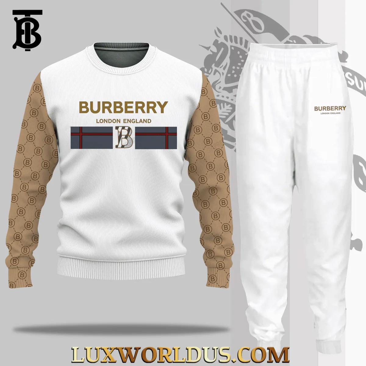 Burberry Luxe Monogram Sweater + Track Pants Set