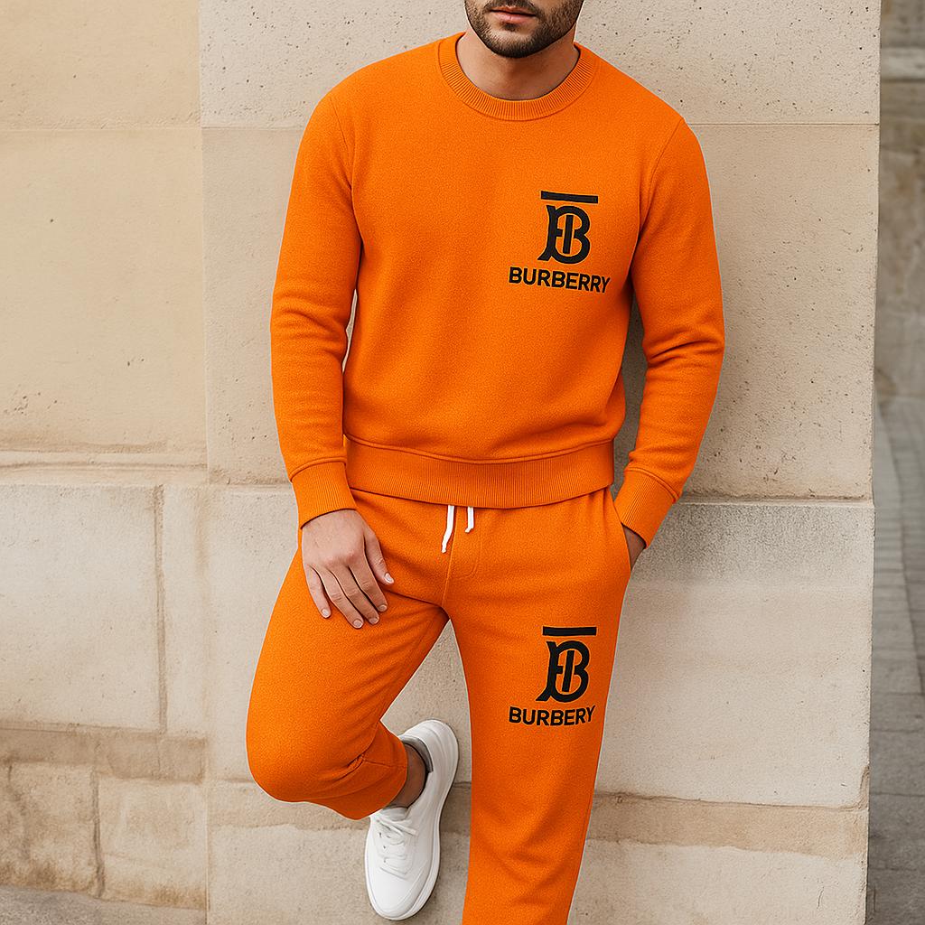 Burberry Luxe Orange Sweater And Pants Set | Chic Urban Style