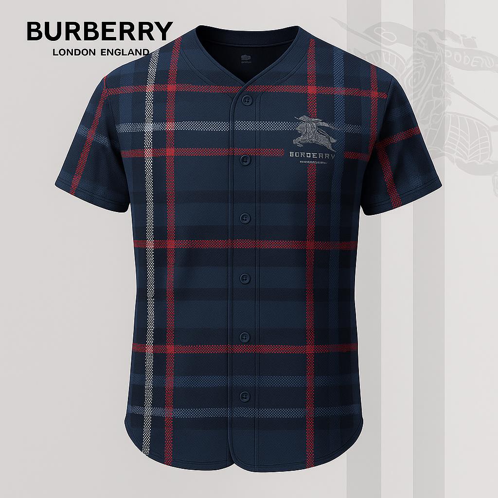 Burberry Luxury Plaid Baseball Jersey
