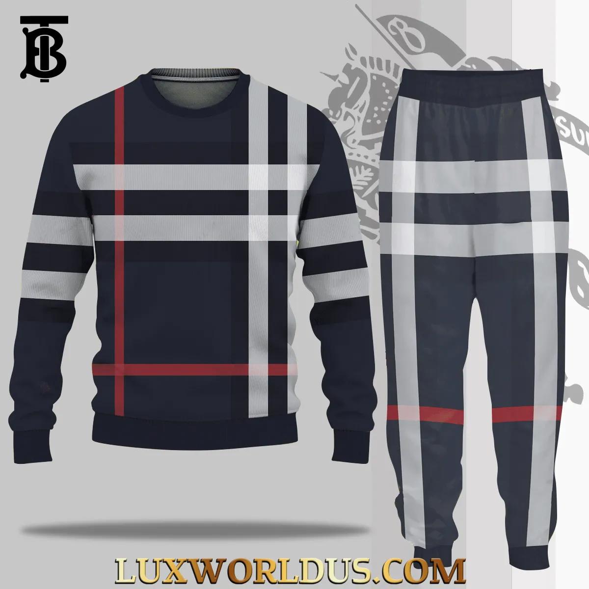 Burberry Modern Plaid Sweater and Jogger Set
