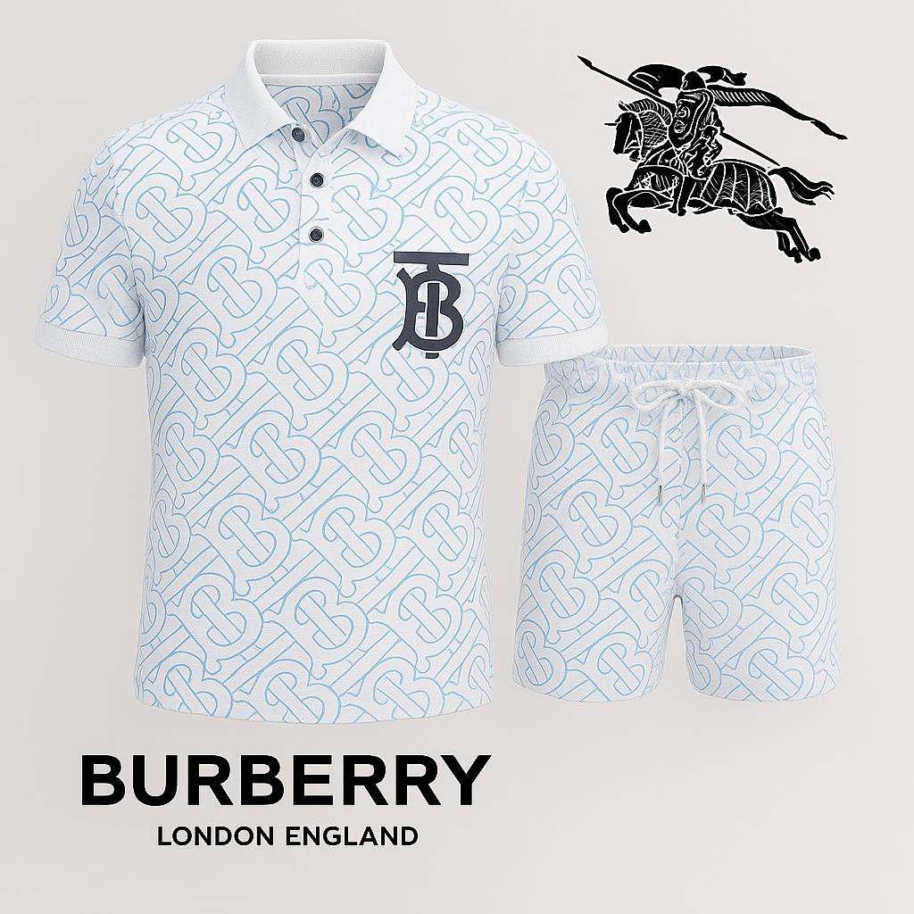 Burberry Monogram Polo Short in Soft Blue