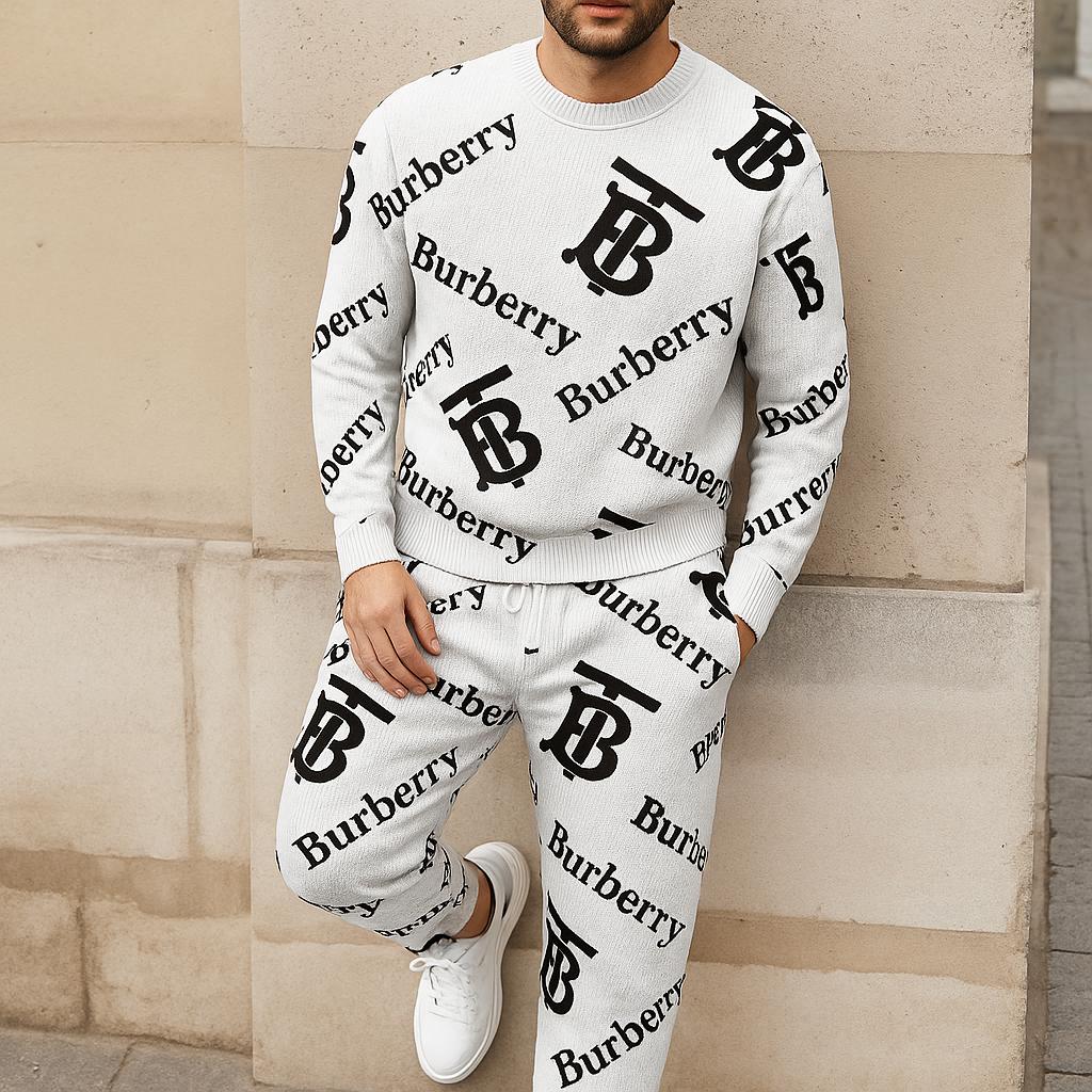 Burberry Monogram Sweater And Pants Set – Modern Chic White Luxe