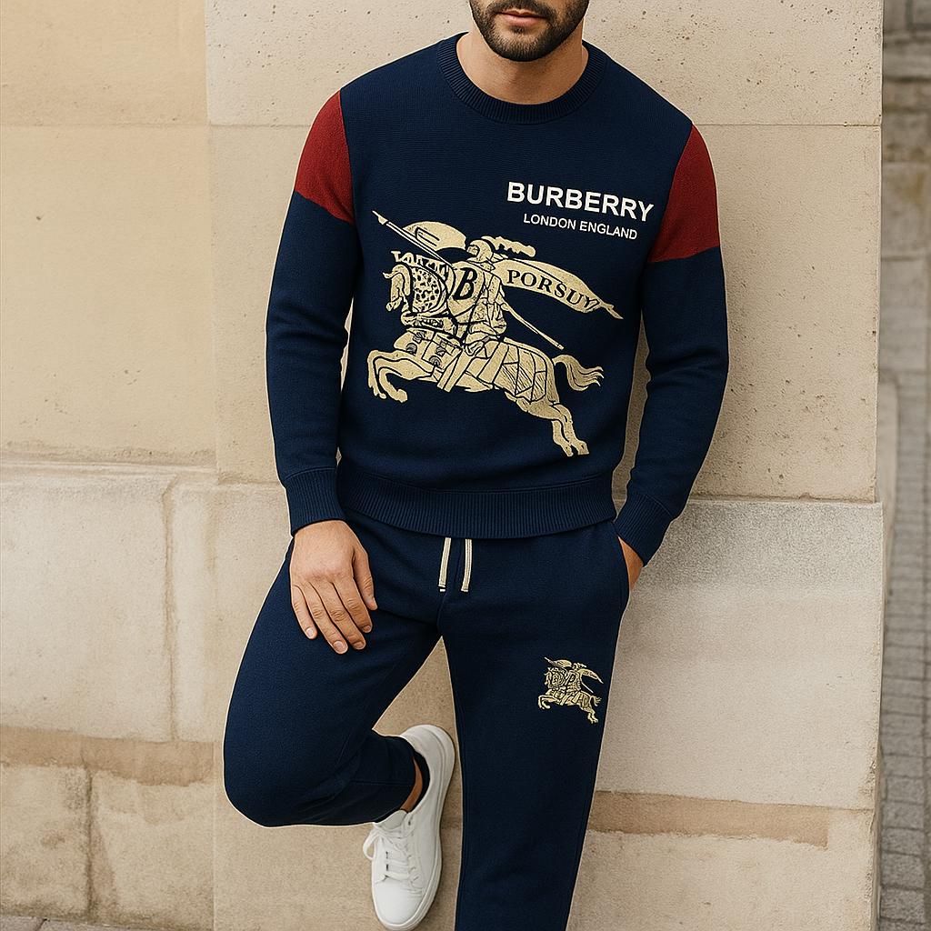 Burberry Navy Blue Sweater And Pants Set | Premium Knitwear Collection