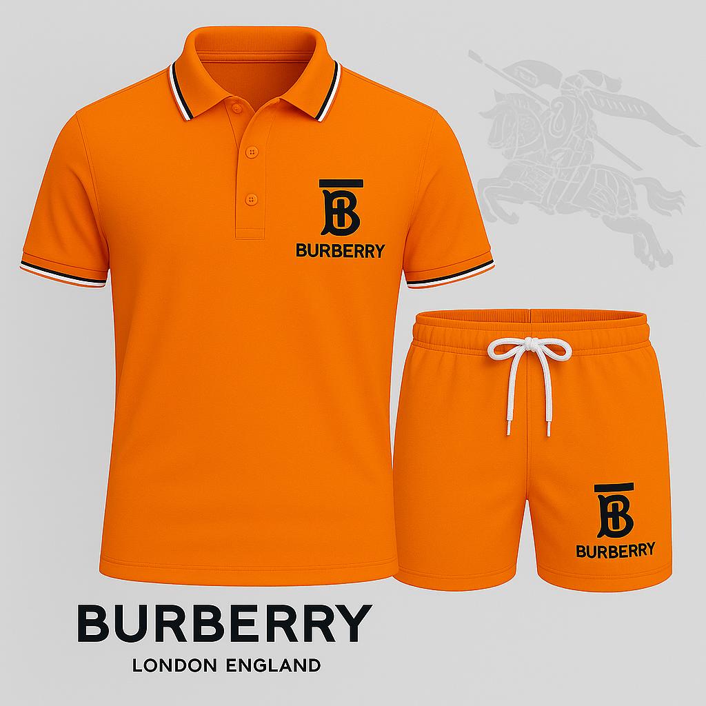 Burberry Orange Polo Short