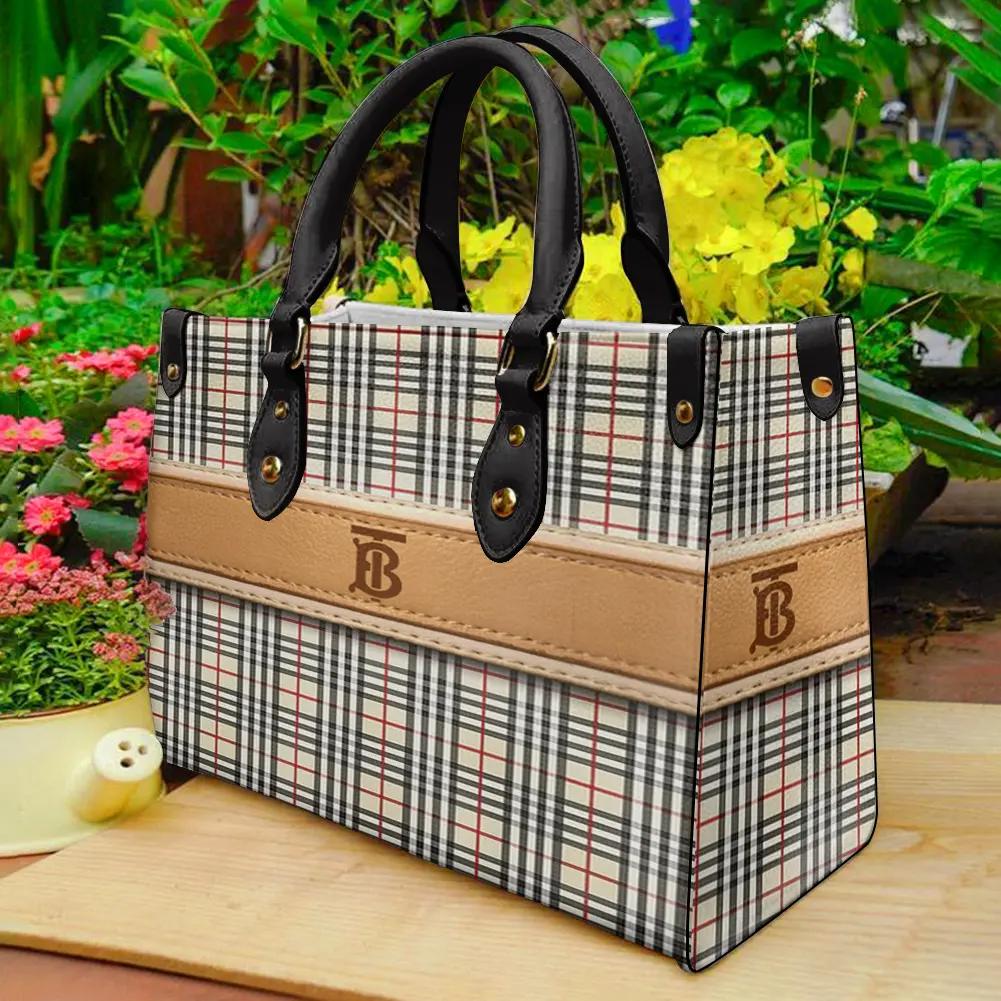 Burberry Plaid and Leather Satchel Handcrafted