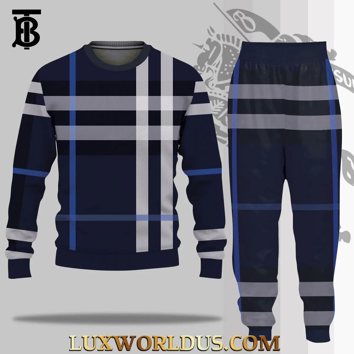 Burberry Plaid Jogger Sweater Set