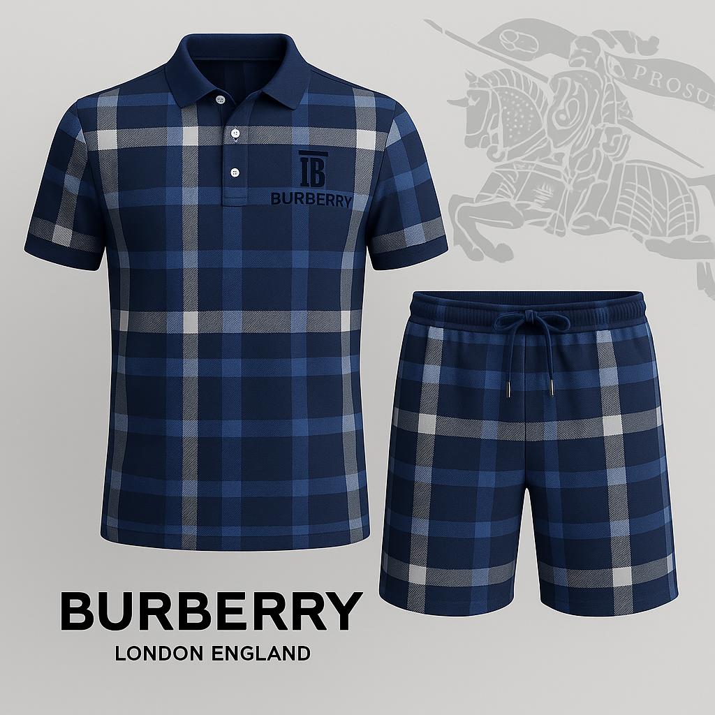 Burberry Plaid Polo Short and Shorts Set